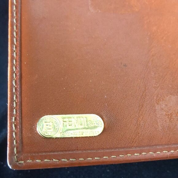 FENDI PEQUIN PECAN Striped Agenda Binder Passport Holder Credit Card Wallet - Picture 9 of 12